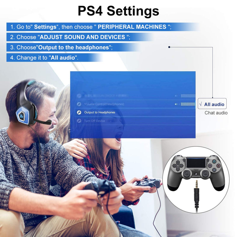  [AUSTRALIA] - Gaming Headset with Mic for Xbox One PS4 PS5 PC Switch Tablet Smartphone, Headphones Stereo Over Ear Bass 3.5mm Microphone Noise Canceling 7 LED Light Soft Memory Earmuffs(Free Adapter)