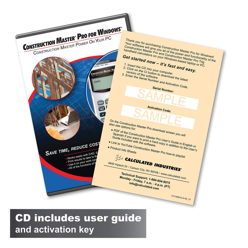 Calculated Industries 4111 Construction Master Pro Software (CD) for Windows | Calculates Construction Math on Your PC | Estimates and Layouts as Handy Pop-up Program - LeoForward Australia