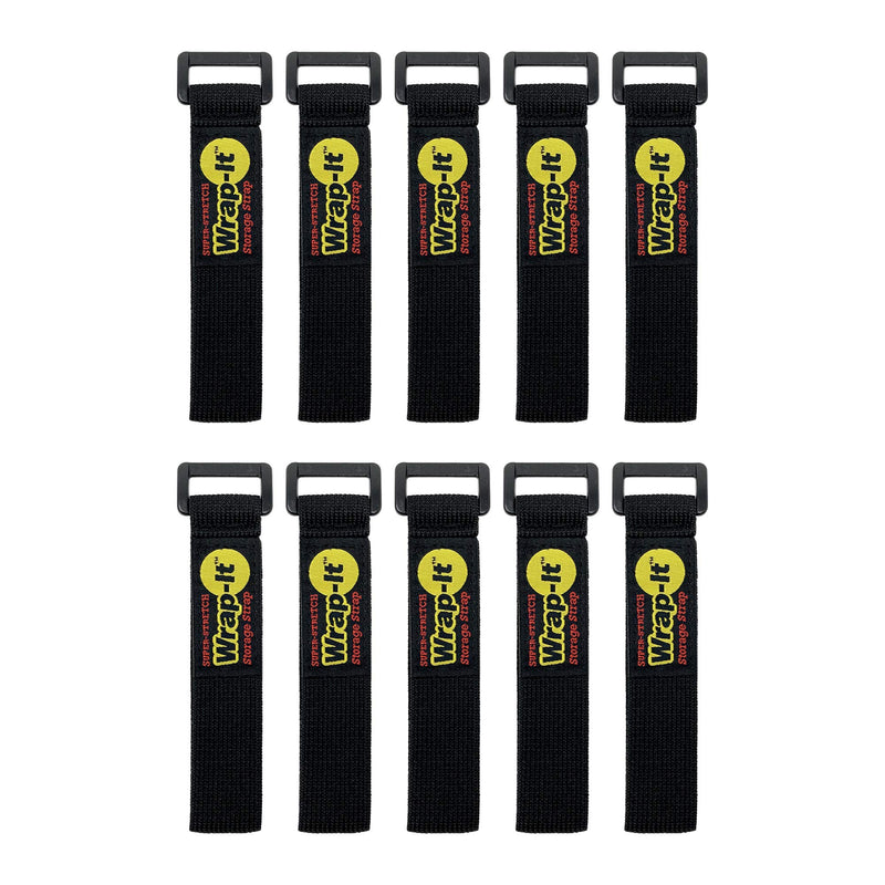  [AUSTRALIA] - Super-Stretch Wrap-It Storage Straps, 9" (10 Pack) - Elastic Hook and Loop Cinch Straps - Extension Cord Organizer, Hose Strap, Cable Straps, Tool Strap, Cord Wrap, Cord Keeper and Cable Storage 9" (10 Pack) Black