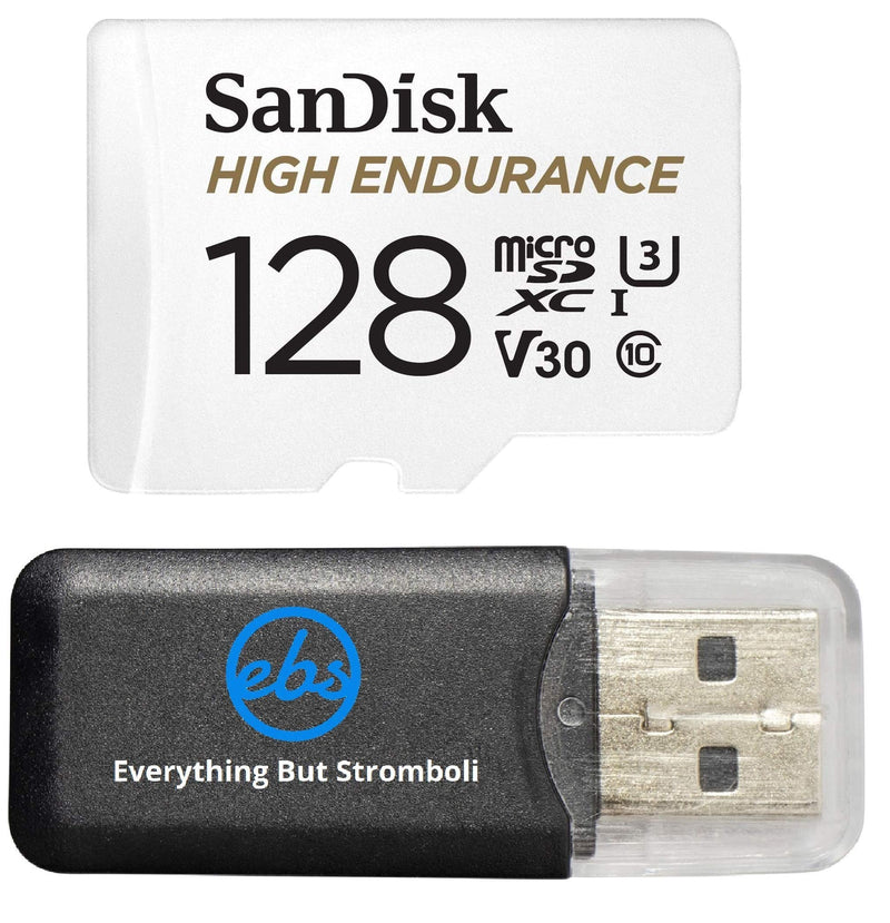  [AUSTRALIA] - SanDisk High Endurance 128GB TF Card MicroSDXC Memory Card for Garmin Dash Cams 57, 67W, Mini 2, 47 Series (SDSQQNR-128G-GN6IA) Class 10 Bundle with (1) Everything But Stromboli MicroSD Card Reader