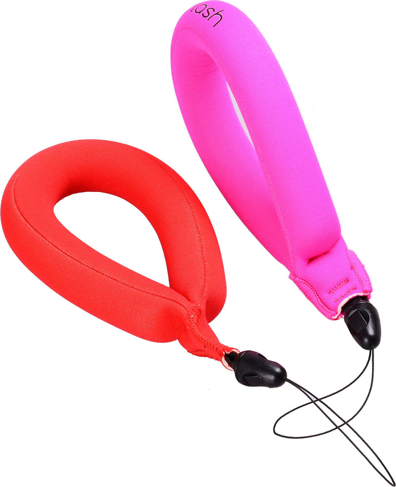  [AUSTRALIA] - Waterproof Camera Float (2-pack) Floating Strap for Underwater GoPro, Panasonic Lumix, Nikon AW110, Canon D20 & D30, Fujifilm, Olympus Tough - Floats Your Device - Pink & Red
