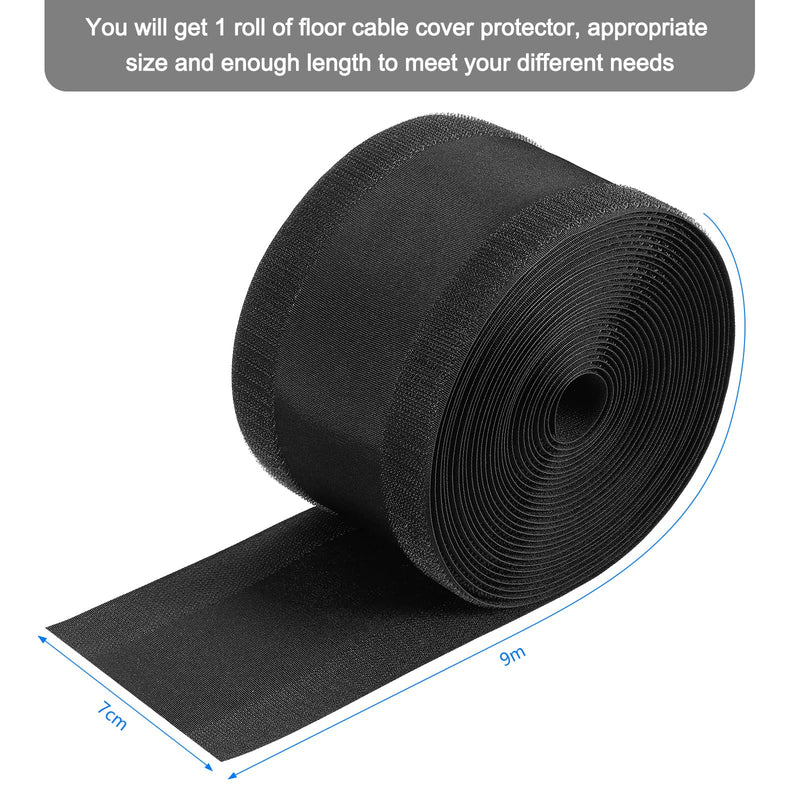  [AUSTRALIA] - Black Cord Cover Floor Carpet Cable Cover Floor Wire Cover Protector Cable Management for Office Carpet, Keep Cable Organized and Protect Cords (2.8 Inch x 30 Feet) 2.8 Inch x 30 Feet