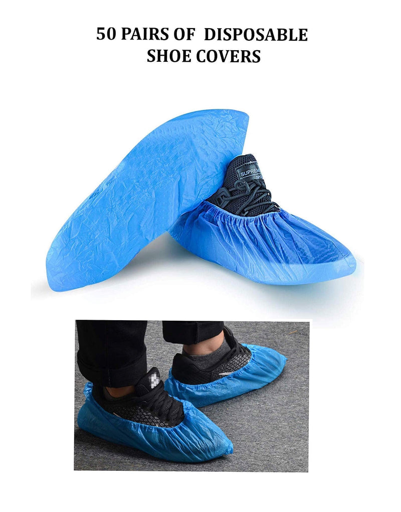  [AUSTRALIA] - 100PACK(50pairs) Disposable Shoe Covers, CPE material Shoe Covers, Thicker, Durable,Waterproof,Dustproof,Booties Covers,Overshoes,Booties,Slip Resistant, for Women men kids,UP to 12 Size-15.7inch 100PACK(50pairs)