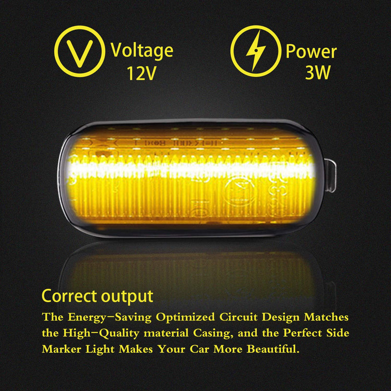 Lightdu LED Side Marker Turn Signal Light Dynamic Smoked Amber For Audi A4 S4 B6 B7 A6 A8 C5 TT,2Pcs BD-Audi - LeoForward Australia