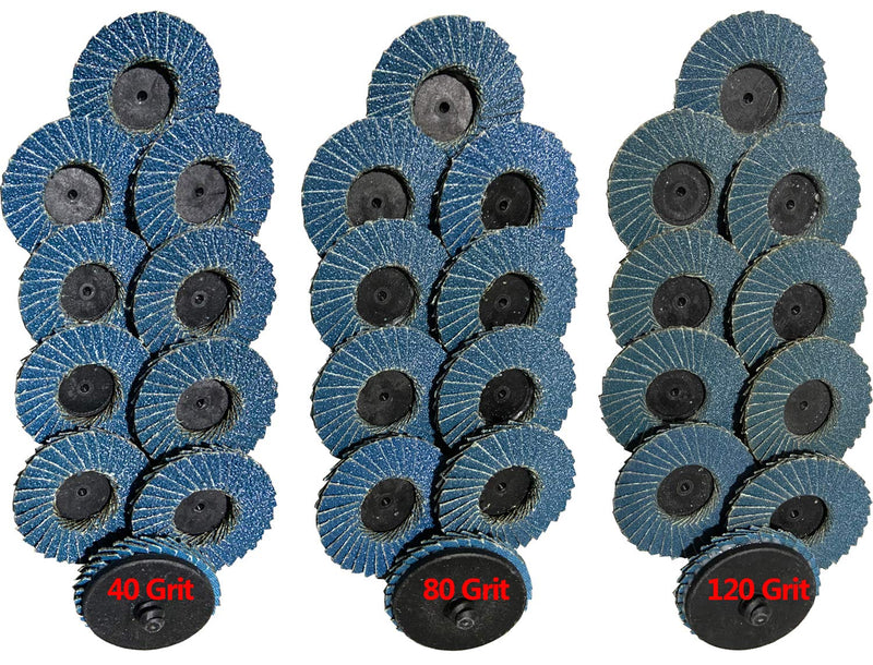  [AUSTRALIA] - 30 PCS 2 Inch Quick Change Flap Disc 40 Grit 80 Grit 120 Grit Flap Discs Sanding Disc with High Density Zirconia Alumina Flat Disc for Angle Grinder