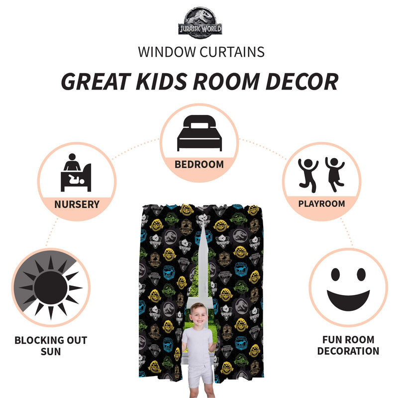  [AUSTRALIA] - Franco Kids Room Window Curtains Drapes Set, 82" x 63", Jurassic World 82" x 63"