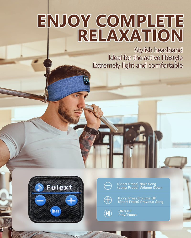  [AUSTRALIA] - Sleep Headphones Bluetooth Sleeping Headband, Perytong Sleeping Headphones Music Sports Headphones Headband,Ultra-Soft Bluetooth Headband for Side Sleepers, Sleeping Gifts for Men Women Blue