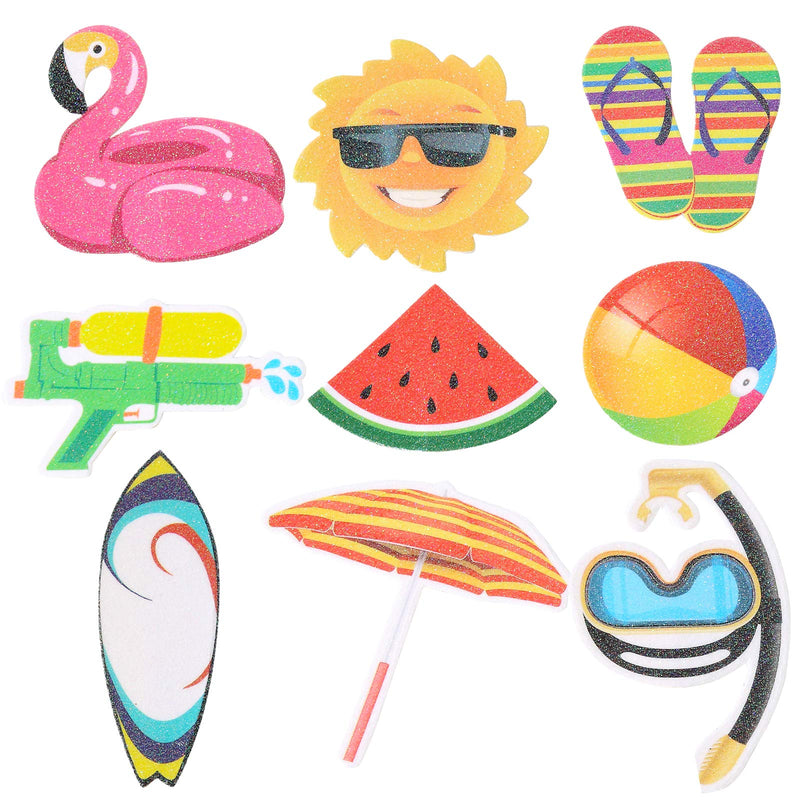  [AUSTRALIA] - 36Pcs Hawaii Theme Party Decoration,Summer Pool Beach Party Cupcake Topper Glitter Beach Ball Watermelon Umbrella Sun Water Slippers Goggles Cupcake Toppers for Summer Birthday Tropical Luau Hawaiian Theme Party Supplies