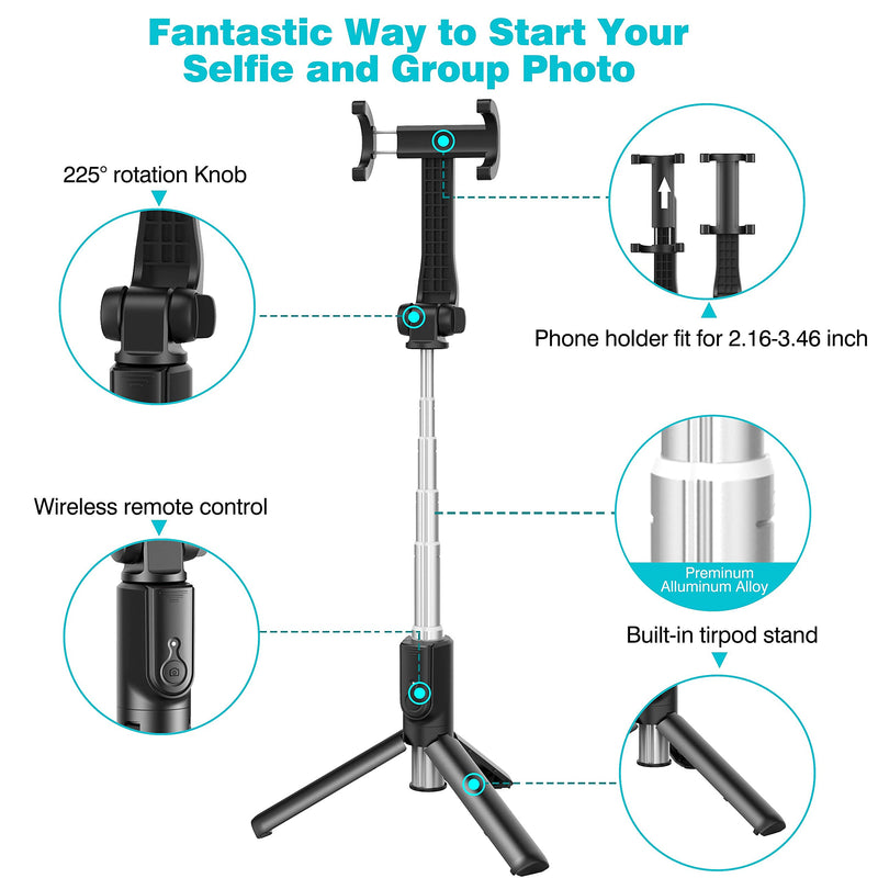  [AUSTRALIA] - Selfie Stick, Extendable Selfie Stick Tripod with Detachable Wireless Remote and Tripod Stand Selfie Stick Compatible with All Cell Phone, Compact Size & Lightweight