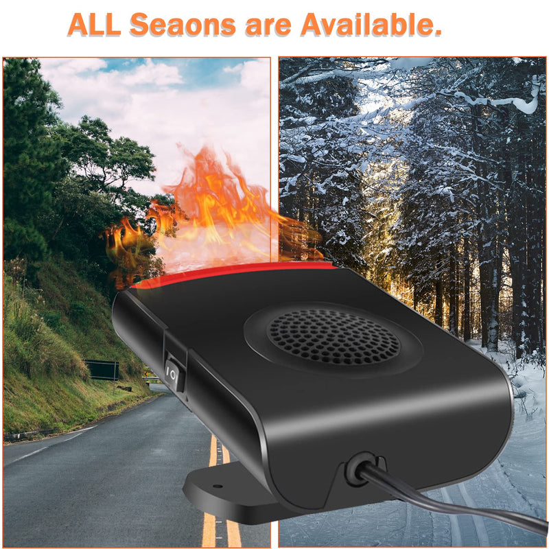  [AUSTRALIA] - 【New 2022】Portable Car Heater, 12V 150W Fast Heating Defrost Defogger 3 in 1 Portable Car Heater with Heating & Cooling & Air Purify, Car Fan Windshield Defroster(Black)