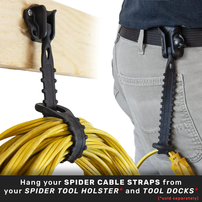  [AUSTRALIA] - Spider Tool Holster - Storage Straps - Pack of THREE - Quick, hands free carry your cords, cables, ropes and other gear from your Spider Tool Holster, Tool Docks and wall hooks!