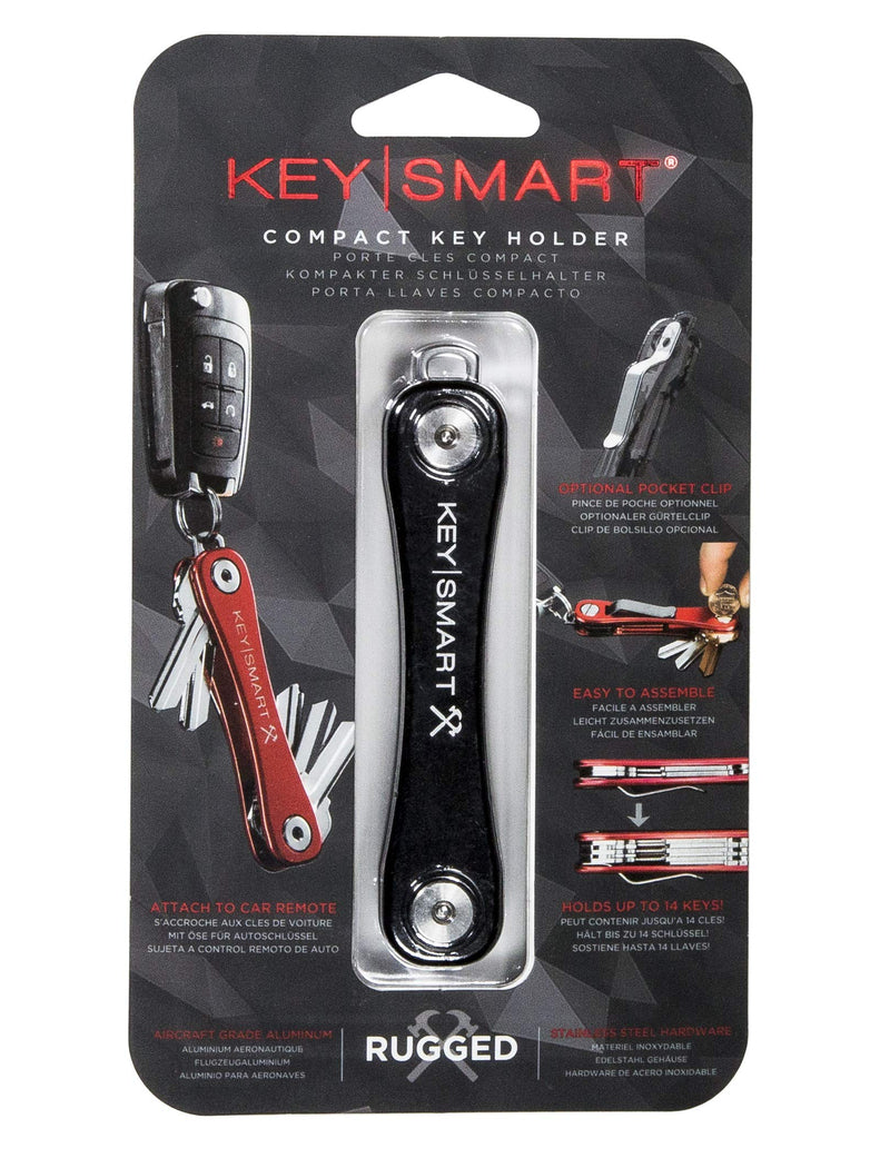  [AUSTRALIA] - KeySmart Rugged - Multi-Tool Key Holder w Belt Clip & Bottle Opener (up to 14 Keys) Black