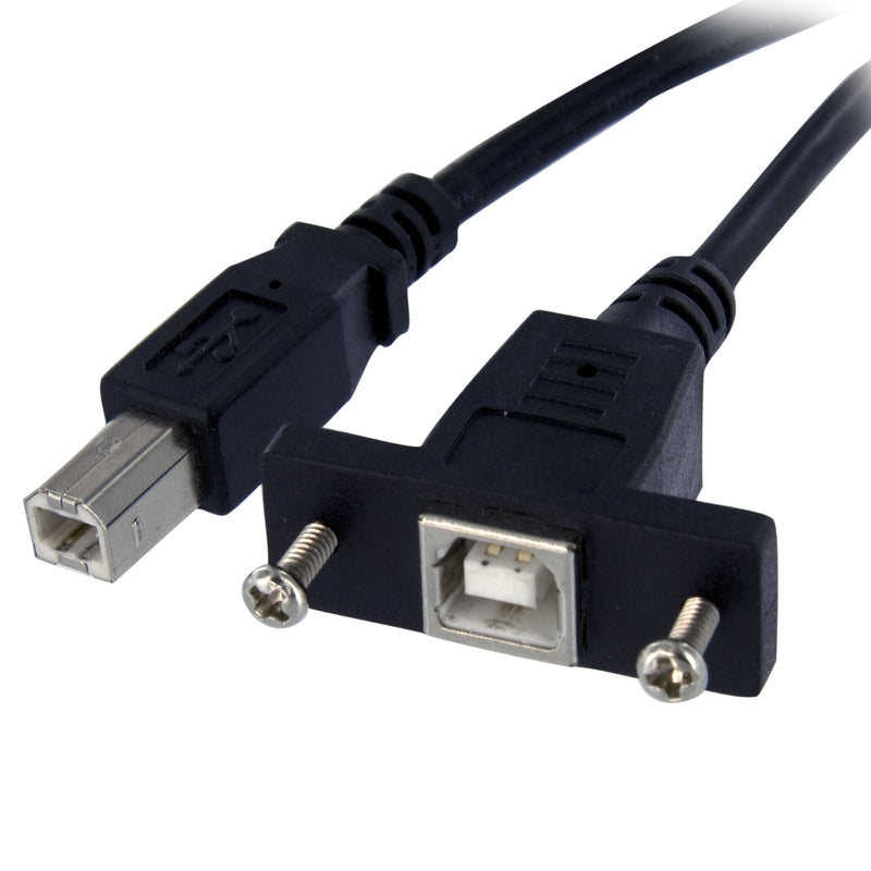  [AUSTRALIA] - StarTech.com 3 ft Panel Mount USB Cable B to B - F/M - Panel Mount USB Extension USB-B Female to USB-B Male Adapter Cable - USB-B (F) Port (USBPNLBFBM3)