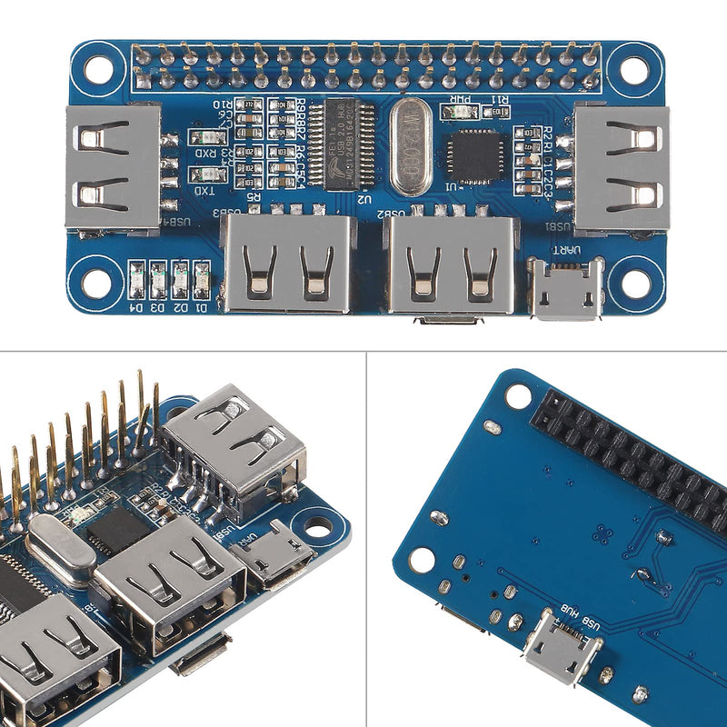  [AUSTRALIA] - 2PCS USB HUB HAT Expansion Board Raspberry Pi 4 Expansion Board 4-Port USB Ports Compitable with Raspberry Pi 4/3B+/3B/Zero/Zero W/Zero WH, for USB2.0/1.1 Onboard USB to UART Onboard Multi Indicators