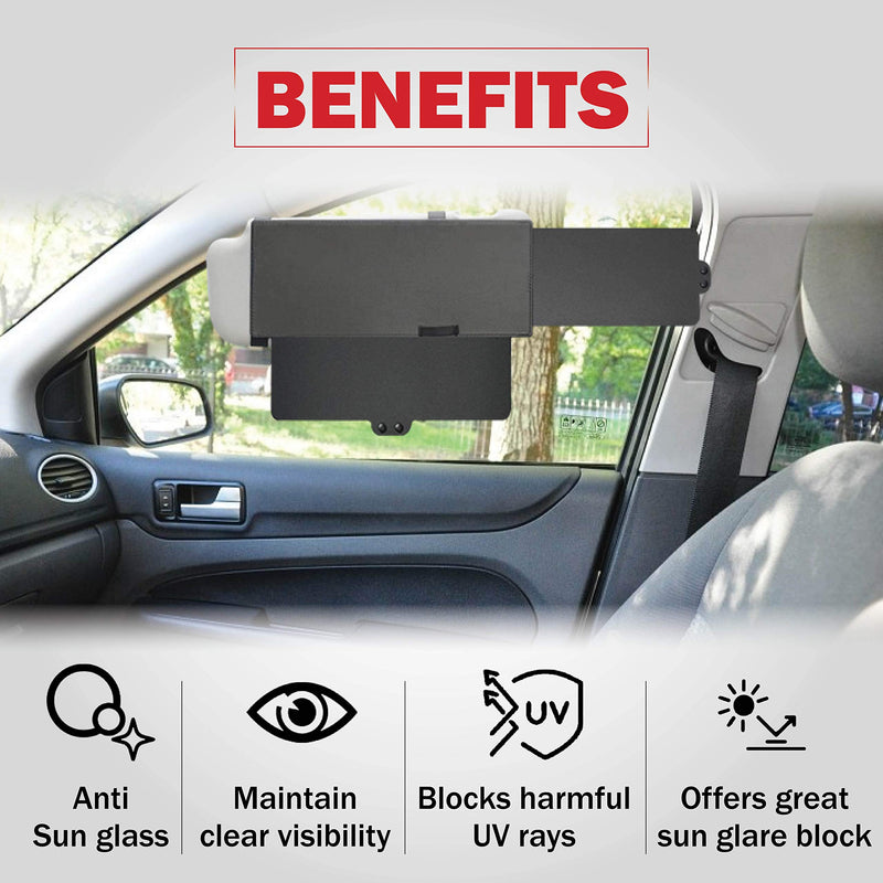 EcoNour Car Sun Visor Extender| One Pull Down Sunshade and One Side Sunshade Sun Block Piece| Protects from UV Rays, Snow Blindness| Universal fit for Most of The All Cars - LeoForward Australia