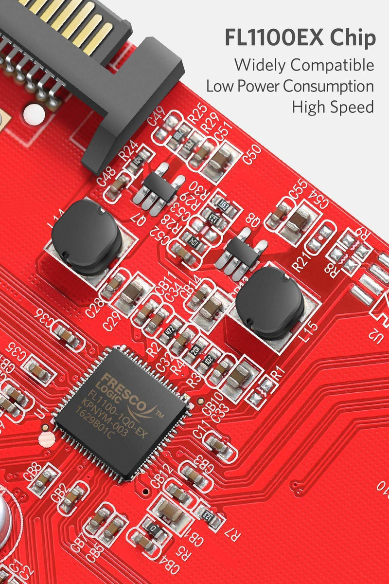  [AUSTRALIA] - Inateck PCI-e to USB 3.0 (4 Ports) PCI Express Card and 15-Pin Power Connector, Red (KT4001)