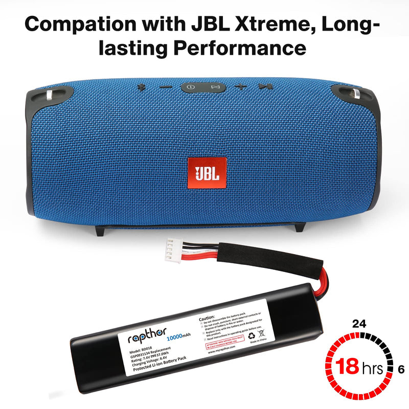  [AUSTRALIA] - Rapthor 10000mAh Replacement Battery for JBL Xtreme Bluetooth Speaker fits JBL GSP0931134 High Capacity Li-Polymer Replacement Battery with DIY Tools