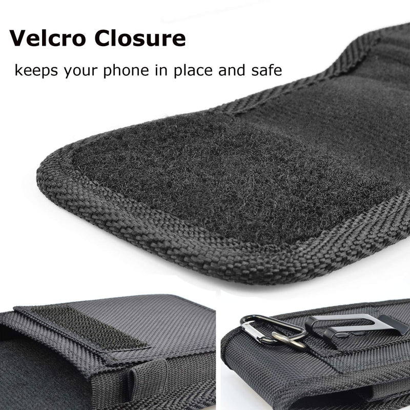  [AUSTRALIA] - Takfox Phone Holster for Samsung Galaxy S21 Ultra S21 Plus S20 S10+S9 S8 Note 20,A01 A11 A21 A51 A71 A10e A02S A12 A32,K51 Stylo 6 Nylon Cell Phone Belt Clip Holster Carrying Pouch w Card Holder,Black