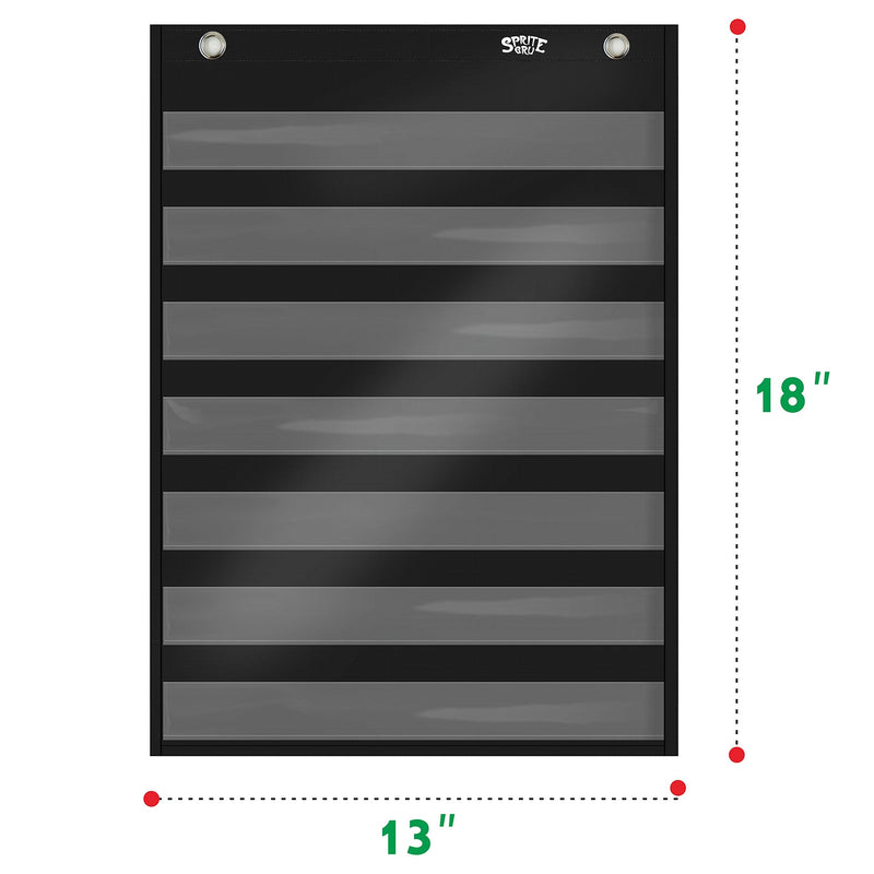  [AUSTRALIA] - Magnetic Pocket Chart with 10 Dry Erase Cards for Standards,Daily Schedule,Activities,Class demonstrations (Black) Black