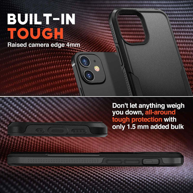  [AUSTRALIA] - NTG Designed for iPhone 12 Case & iPhone 12 Pro Case, Heavy-Duty Tough Rugged Lightweight Slim Shockproof Protective Case for iPhone 12 6.1 Inch,Black Black