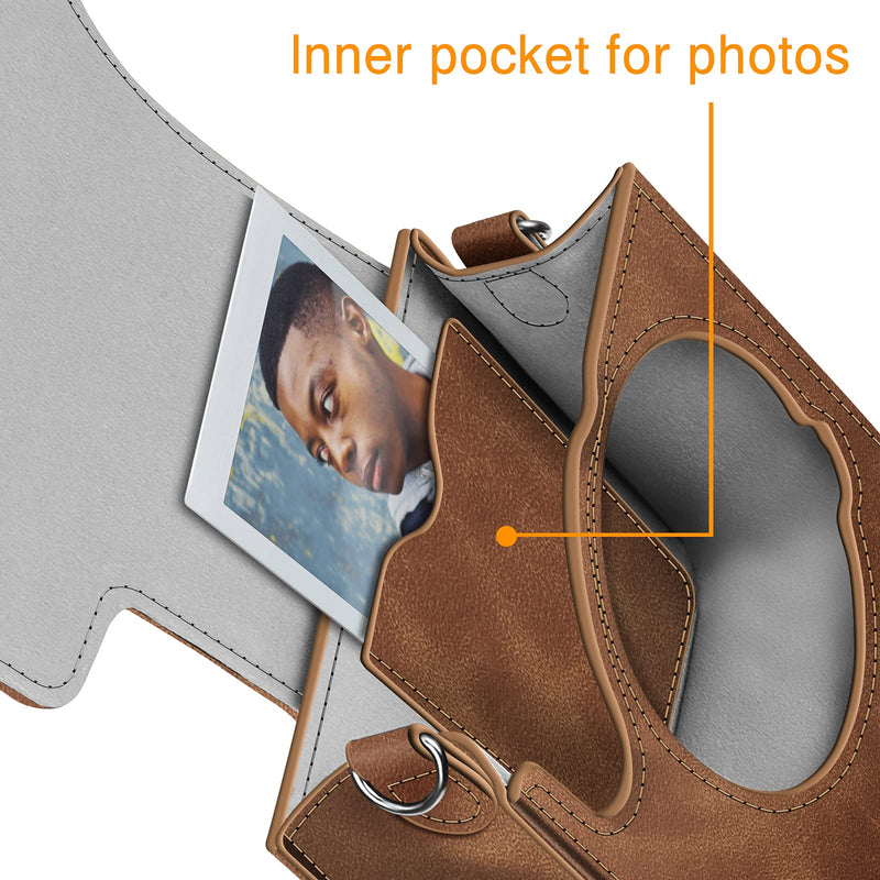  [AUSTRALIA] - Fintie Protective Case for Fujifilm Instax Mini 40 Instant Camera - Premium Vegan Leather Bag Cover with Removable Adjustable Strap, Rustic Brown Z-Rustic Brown