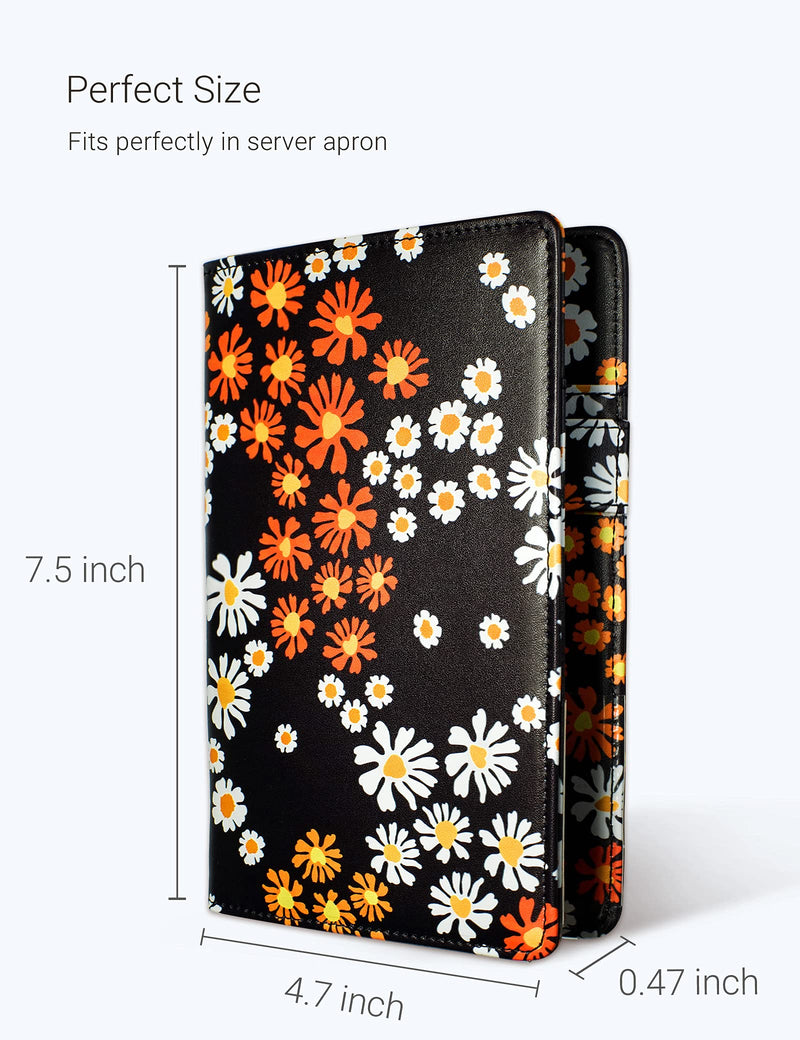  [AUSTRALIA] - Zreal Server Book 4.7 X 7.5 Server Books for Waitress Book with Money Pockets, Cute Waiter Book Serving Book, Server Checkbook Booklet, Pen Holder for Server Wallet (Daisy) Daisy