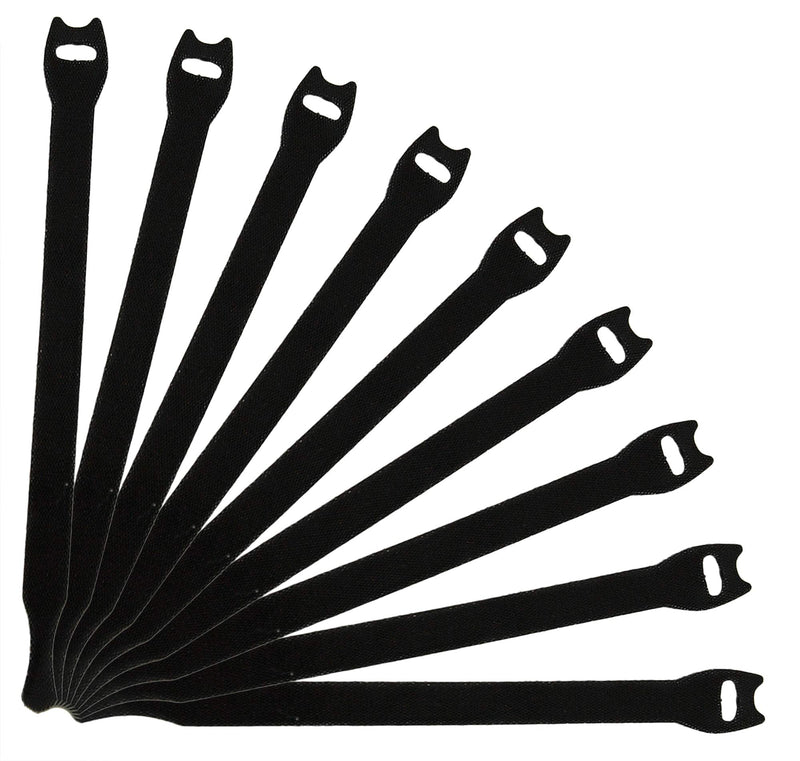  [AUSTRALIA] - HOME-X Hook-and-Loop Cable Ties for Organization and Cord Management, Reusable Fastener, Pack of 100, Each: 8" L x ½ W, Black