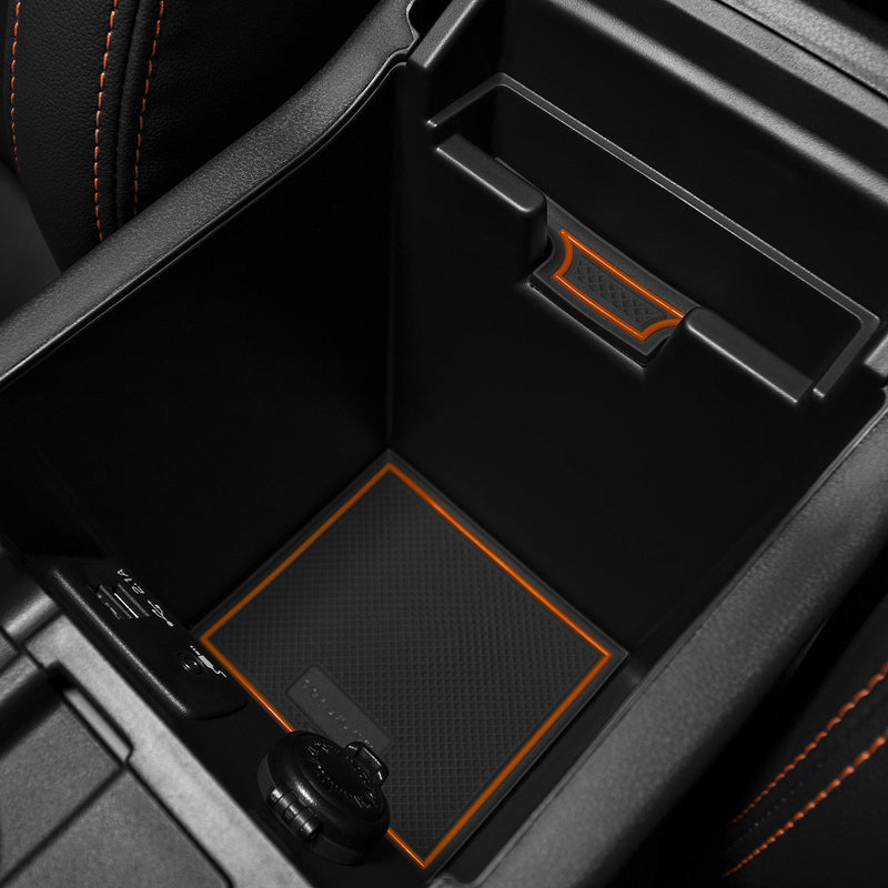  [AUSTRALIA] - CupHolderHero for Subaru Crosstrek 2018-2020 and Subaru Impreza 2017-2020 Custom Liner Accessories – Premium Cup Holder, Console, and Door Pocket Inserts 19-pc Set (Orange Trim) Liner Kit Only Orange Trim