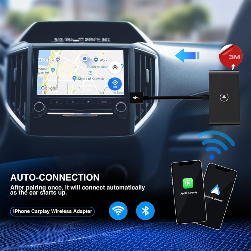  [AUSTRALIA] - Carplay Wireless Adapter for Apple, Upgraded Carplay Dongle, for Car Original Wired Carplay to Wireless, Plug and Play, Suitable for 2015 and iPhone iOS 10+ For Apple Carplay