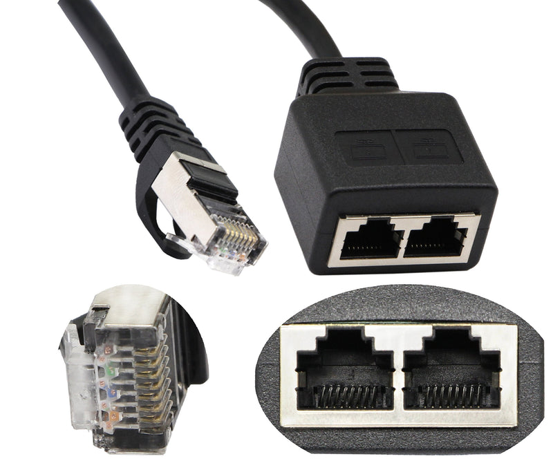  [AUSTRALIA] - zdyCGTime RJ45 Network Cable, 1 RJ45 Male to 2 RJ45 Female Ethernet Y Type Cable, LAN Connector, Suitable for Super Category 5 Ethernet, Category 6 Ethernet(not Used as a Network Separator)(23CM)