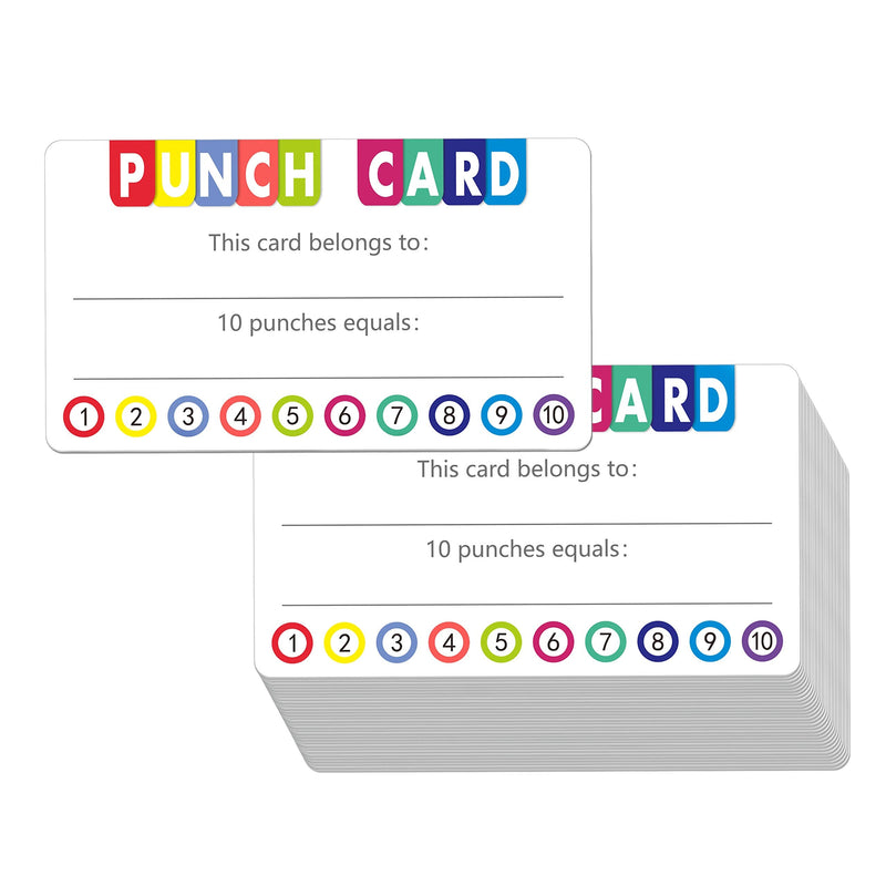  [AUSTRALIA] - 102 PCS Punch Cards Incentive Loyalty Reward Card for Classroom Business (3.5" x 2") Style 1