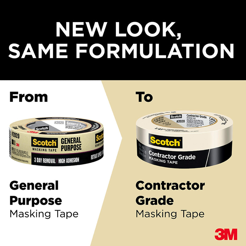  [AUSTRALIA] - Scotch Contractor Grade Masking Tape, 0.94 inches by 60.1 yards (360 yards total), 2020, 6 Rolls 0.94" Width