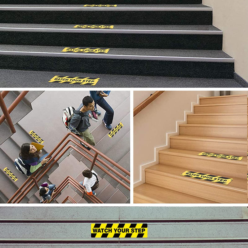  [AUSTRALIA] - MYANGHAOT Watch Your Step Warning Sticker Adhesive Tape Anti Slip Abrasive Tape for Workplace Safety Wet Floor Caution 6" x 24"