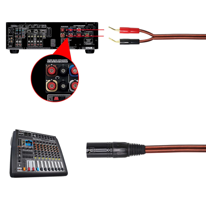  [AUSTRALIA] - XMSJSIY XLR Speaker Cable to Pin Plug, XLR 3 Pin Male to Dual 2mm Pin Plug Audio Cable OFC HiFi Speaker Wire for DJ/PA Amplifier Subwoofer Mixer Cord-2M/6.56 Feet (XLR Male) xlr male