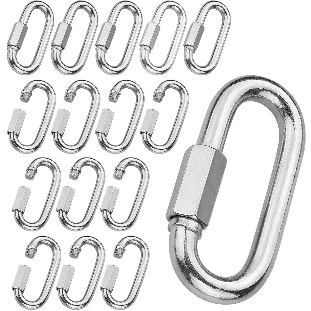  [AUSTRALIA] - 20Pack Quick Link 3/16”, Stainless Steel Chain Link, 330lbs Load Oval Locking Carabiner Keychain Connector, Small Threaded Quick Chain Clip for Pet, Backpacks, Key Ring, Dog Leash, Water Bottles