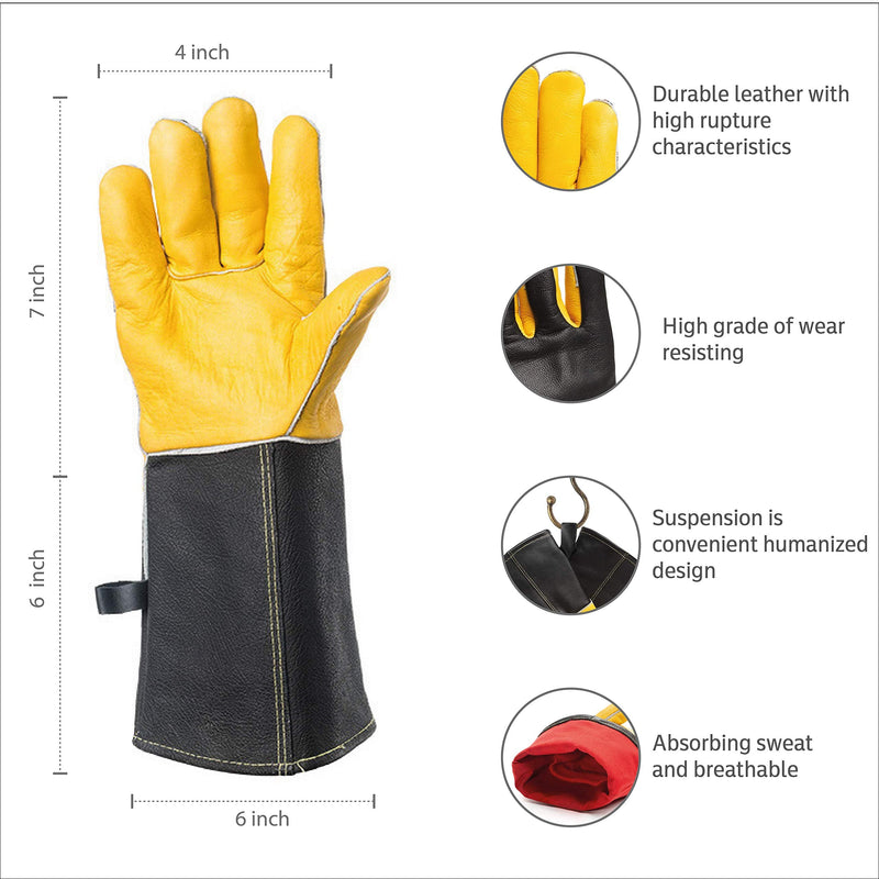  [AUSTRALIA] - DEFENCES Animal Handling Gloves Bite Proof Kevlar Reinforced Leather Dog Grooming Cat Scratch Bird Snake Resistant Gloves Large (1 Pair)