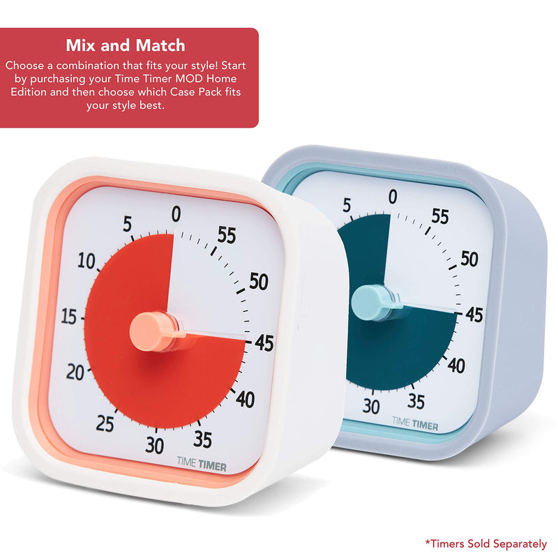 TIME TIMER Home MOD Neutral Cases - for Classroom Learning, Homeschool Study Tool, Student Desk Clock and Office Meetings with Silent Operation (2-Pack) Case Gray & White - LeoForward Australia