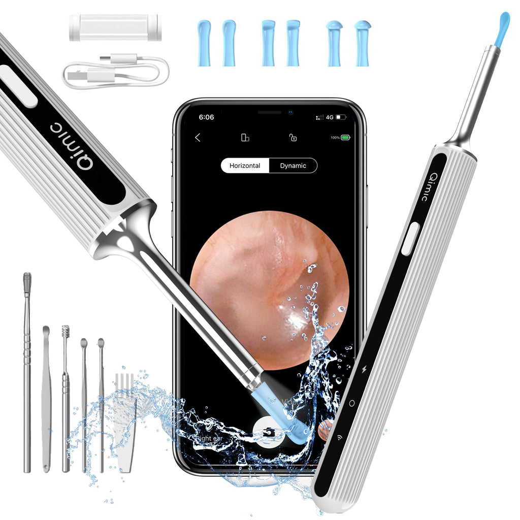  [AUSTRALIA] - Earwax Remover Otoscope, Qimic WiFi Ear Cleaner, 1080P Ultra Thin HD Wireless Waterproof Ear Mirror with 3.5mm Lens and 6 LEDs for iPhone, iPad and Android Smartphones (White) White