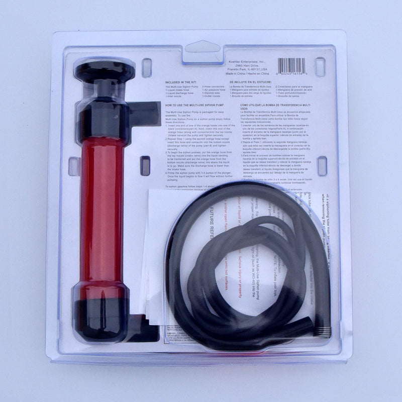 Koehler Enterprises RA990 Multi-Use Siphon Fuel Transfer Pump Kit (for Gas Oil and Liquids), Red - LeoForward Australia