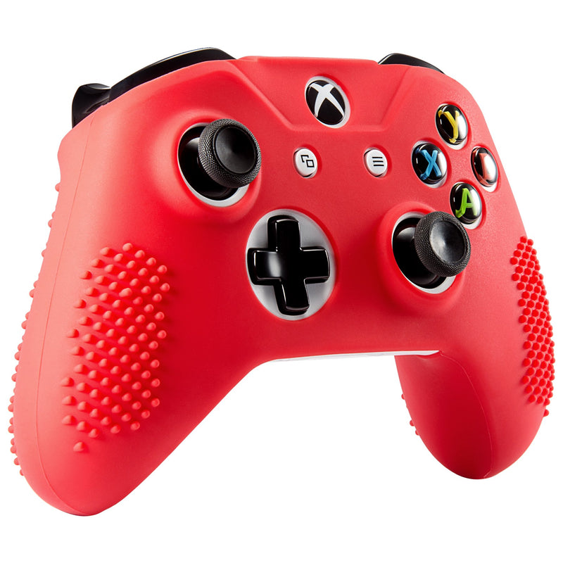 eXtremeRate Soft Anti-Slip Red Silicone Controller Cover Skins Thumb Grips Caps Protective Case for Microsoft Xbox One X & One S Controller Red - LeoForward Australia