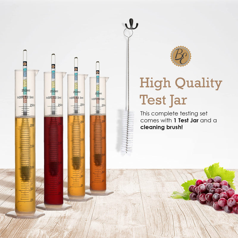 Brewer's Elite Hydrometer & Test Jar Combo, Hardcase, Bag, Brush & Cloth - Triple Scale Specific Gravity ABV Tester- for Wine, Beer, Mead and Kombucha Hydrometer Test Jar Kit - LeoForward Australia