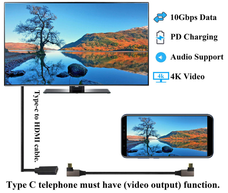  [AUSTRALIA] - AAOTOKK 90 Degree USB 3.1 Type C Cable Right & Left Angled 3.1 USB Type C Male 4K@60Hz Gen 2 Extension Cable Supports Charging,Data,Audio,Video Cable for Laptop & Tablet & Mobile Phone.(0.3M/1Ft) 0.3M/1Pack