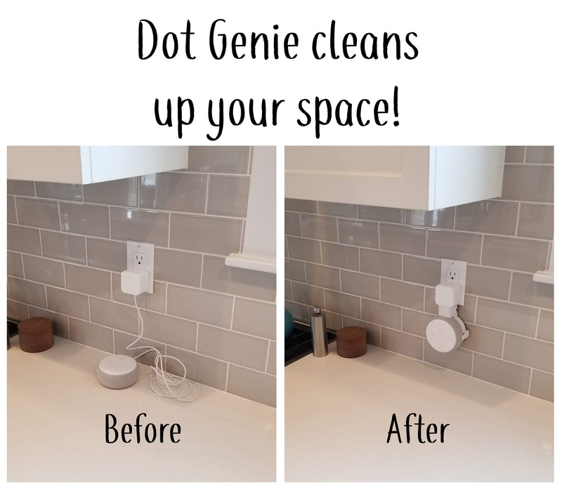  [AUSTRALIA] - Dot Genie [Square Plug ONLY 2018-2021]: Dot 3rd Gen Wall Mount | The Original Outlet Hanger | No Muffled Sound | Exposed Speaker Grill, Mics, and Lights (White, 1-Pack) 1 Pack White