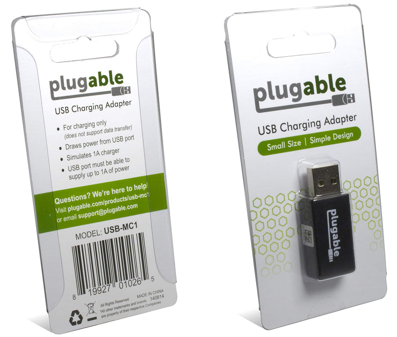 Plugable USB Universal Fast 1A Charge-Only Adapter for Android, Apple iOS, and Windows Mobile Devices - LeoForward Australia