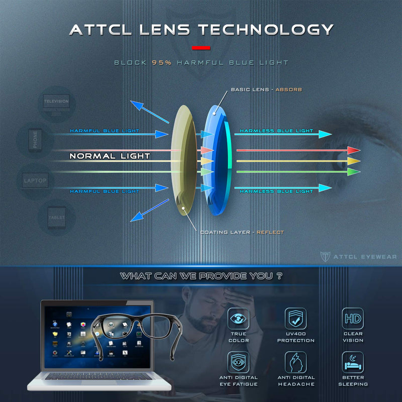 ATTCL Unisex Blue Light Blocking Glasses for Women Men Anti Blue Ray Computer Game Glasses Black - LeoForward Australia