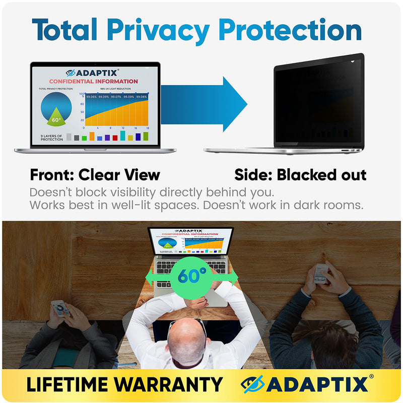 Adaptix Laptop Privacy Screen 14” – Information Protection Privacy Filter for Laptop – Anti-Glare, Anti-Scratch, Blocks 96% UV – Matte or Gloss Finish Privacy Screen Protector – 16:9 (APF14.0W9) 14" WIDESCREEN (16:9) Black (1-Pack) - LeoForward Australia