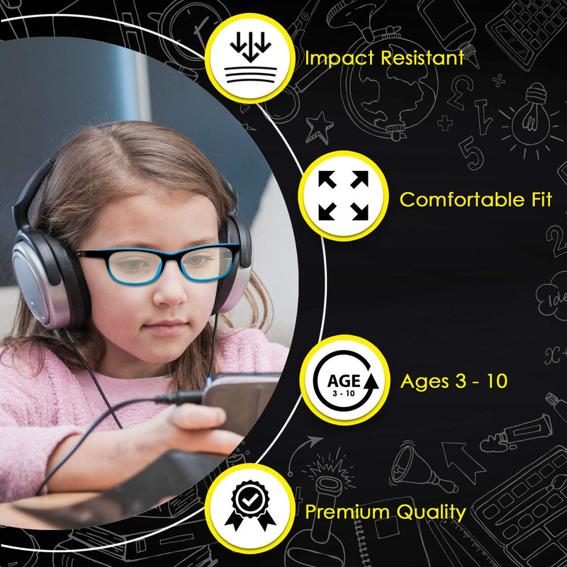 Blue Light Glasses Kids Girls & Boys-Computer Gaming Eyeglasses - Anti Eyestrain Aqua Blue - LeoForward Australia
