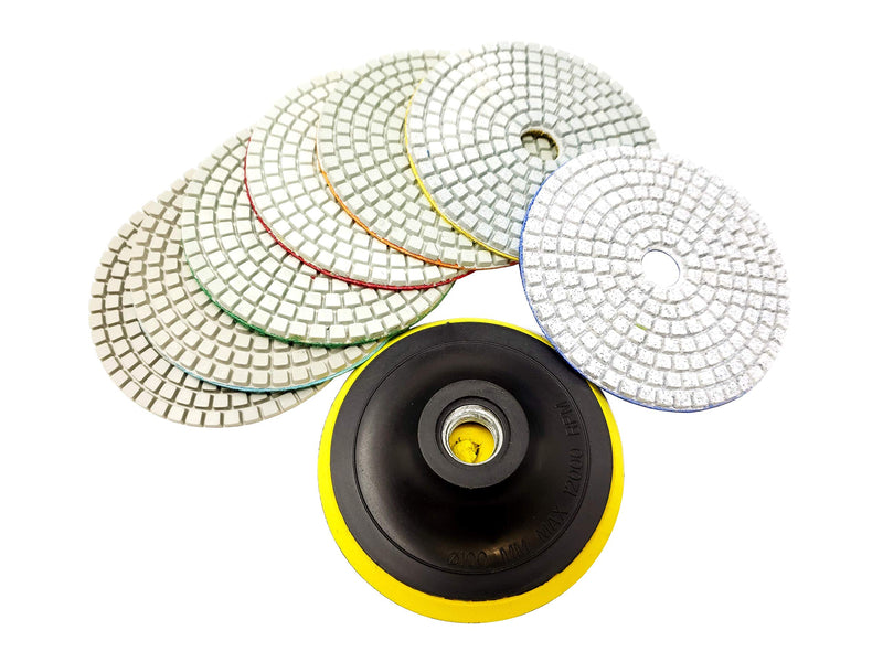  [AUSTRALIA] - Diamond Polishing Pads 4 inch Wet/Dry 8 Piece Set Granite Stone Concrete Marble