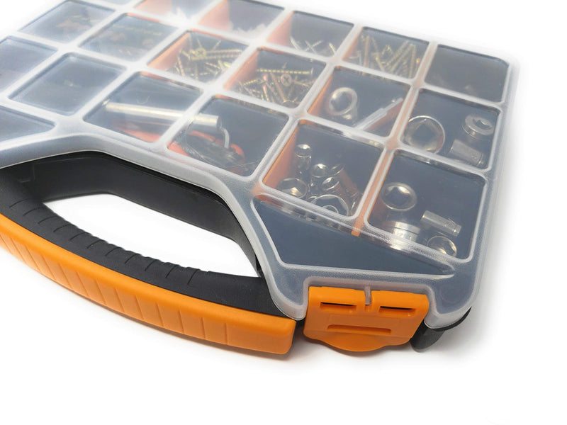  [AUSTRALIA] - Massca Hardware Box Storage. Hinged Box Made of Durable Plastic in a Slim Design with 18 compartments. Excellent for Screws Nuts and Bolts.