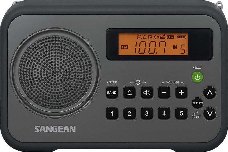 Sangean PR-D18BK AM/FM/Portable Digital Radio with Protective Bumper (Gray/Black) Black/ Grey - LeoForward Australia